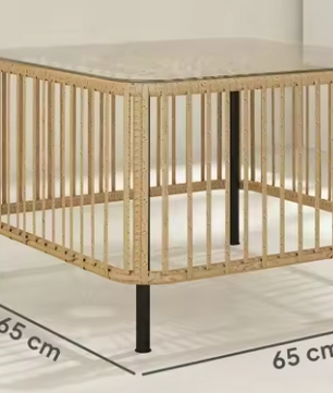 Rotan Terrastafel met Glazen Blad – Vierkant, Weerbestendig & Elegant voor Buiten