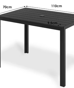 Rechthoekige Tuintafel met Parasolgat – WPC & Aluminium, Weerbestendig en Lichtgewicht
