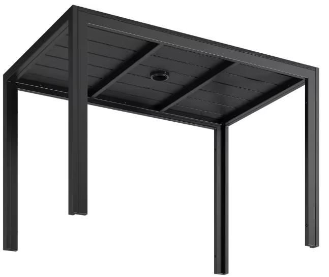 Rechthoekige Tuintafel met Parasolgat – WPC & Aluminium, Weerbestendig en Lichtgewicht