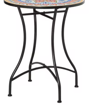 Ronde Mozaïek Bistrotafel – Metaal & Keramiek, Ø60 cm voor Tuin of Balkon