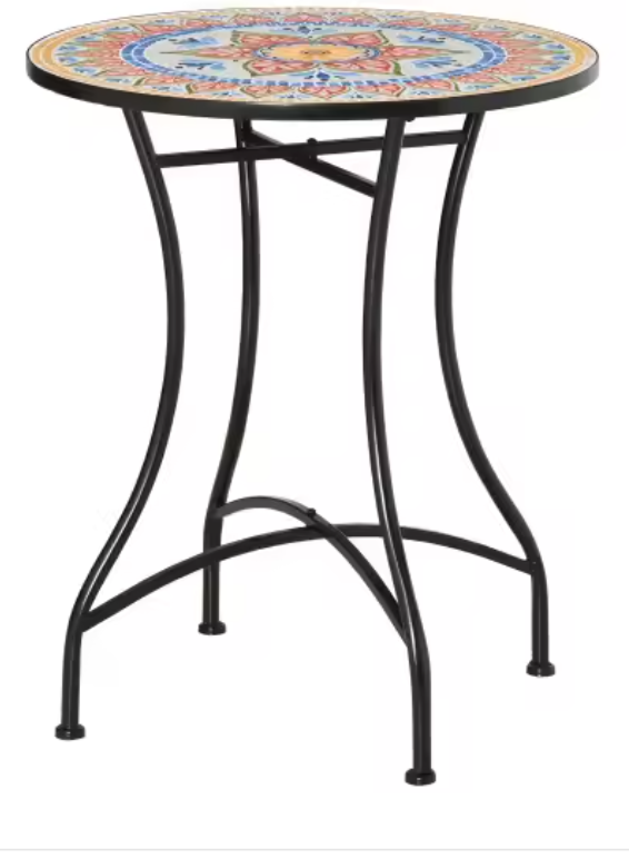 Ronde Mozaïek Bistrotafel – Metaal & Keramiek, Ø60 cm voor Tuin of Balkon