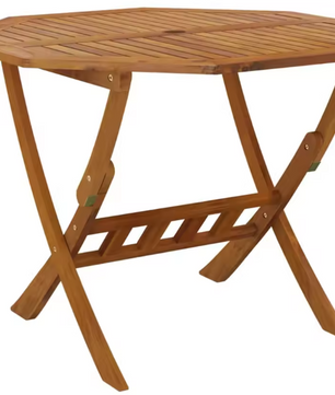 Opvouwbare Ronde Tuintafel – Massief Acaciahout met Parasolgat