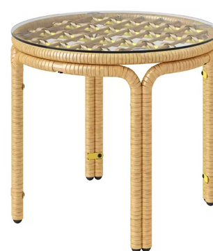 Ronde Rotan Bijzettafel Ø50 cm – Gehard Glas & Weerbestendig Frame