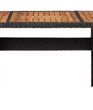 Zwarte Tuintafel 200x100 cm – Harsvlechtwerk & Acaciahout, Weerbestendig en Stabiel