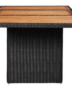 Zwarte Tuintafel 200x100 cm – Harsvlechtwerk & Acaciahout, Weerbestendig en Stabiel
