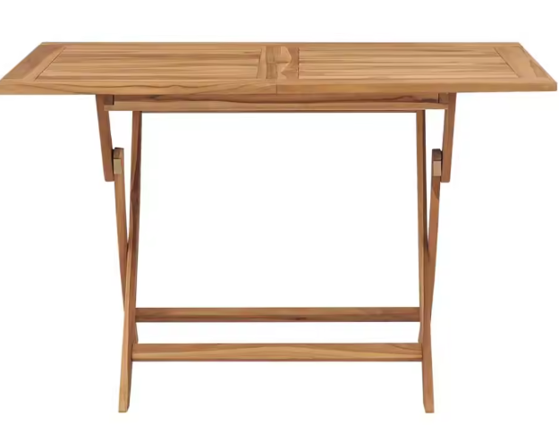 Opvouwbare Teakhouten Tuintafel 120x70 cm – Massief Hout & Parasolgat, Voor Buiten