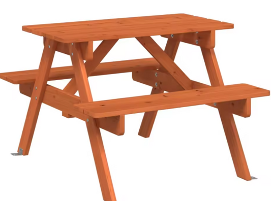 Kinderpicknicktafel met 4 Banken – Massief Dennenhout & Parasolgat, 2-in-1 Tafelset