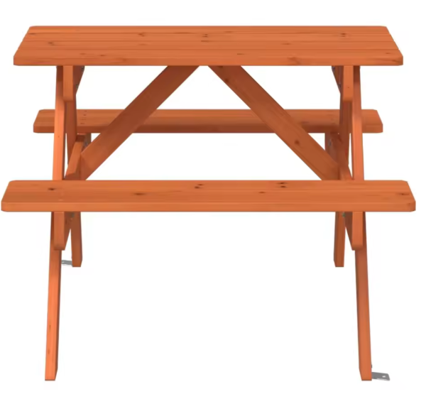 Kinderpicknicktafel met 4 Banken – Massief Dennenhout & Parasolgat, 2-in-1 Tafelset