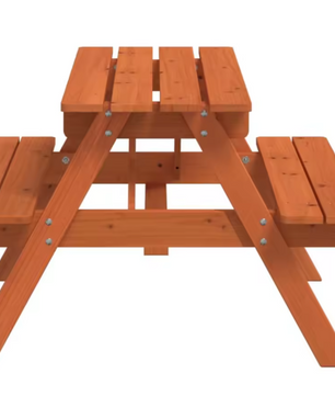 Kinderpicknicktafel met 4 Banken – Massief Dennenhout & Parasolgat, 2-in-1 Tafelset