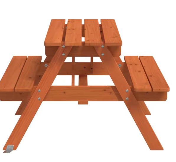 Kinderpicknicktafel met 4 Banken – Massief Dennenhout & Parasolgat, 2-in-1 Tafelset