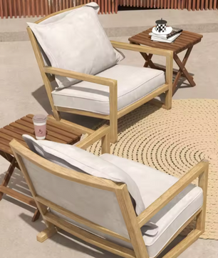 Set van 2 Opvouwbare Acaciahouten Buitentafels – 45x45x45 cm, Compact en Weerbestendig
