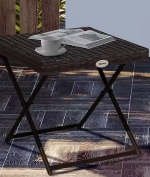 Opvouwbare Polyrotan Bijzettafel – 40x40 cm, Weerbestendig