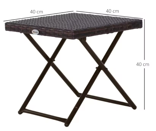 Opvouwbare Polyrotan Bijzettafel – 40x40 cm, Weerbestendig