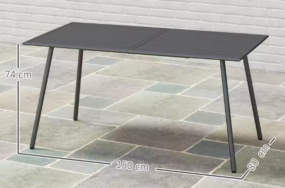 Rechthoekige Buitentafel van Staal – 150x80 cm, Weerbestendig & Modern Design