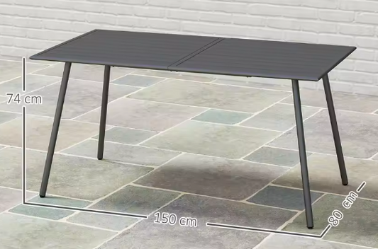 Rechthoekige Buitentafel van Staal – 150x80 cm, Weerbestendig & Modern Design