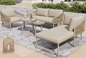 Tuinloungeset van Handgeweven Touw – 2-Zitsbank, Fauteuil, Stoel & 2 Tafels, Incl. Kussens