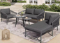 Tuinloungeset van Handgeweven Touw – 2-Zitsbank, Fauteuil, Stoel & 2 Tafels, Incl. Kussens