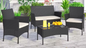 4-delige Rotan Loungeset voor Tuin & Terras – Inclusief Tafel & Kussens, Weerbestendig en Compact