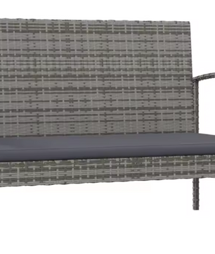 Grijze Polyrotan Loungeset – 4-Delig met Kussens & Stalen Frame