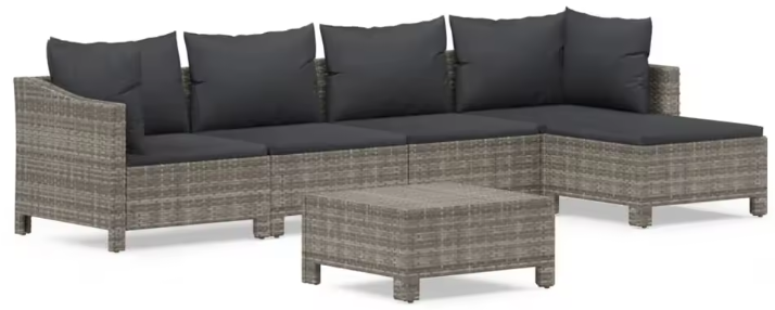 9-delige Grijze Tuinset – Polyrotan Eettafel met 8 Stoelen