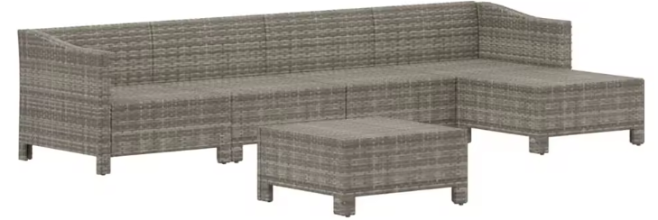 9-delige Grijze Tuinset – Polyrotan Eettafel met 8 Stoelen