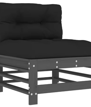 8-delige Houten Loungeset Tuin – Grijs met Kussens & Tafel