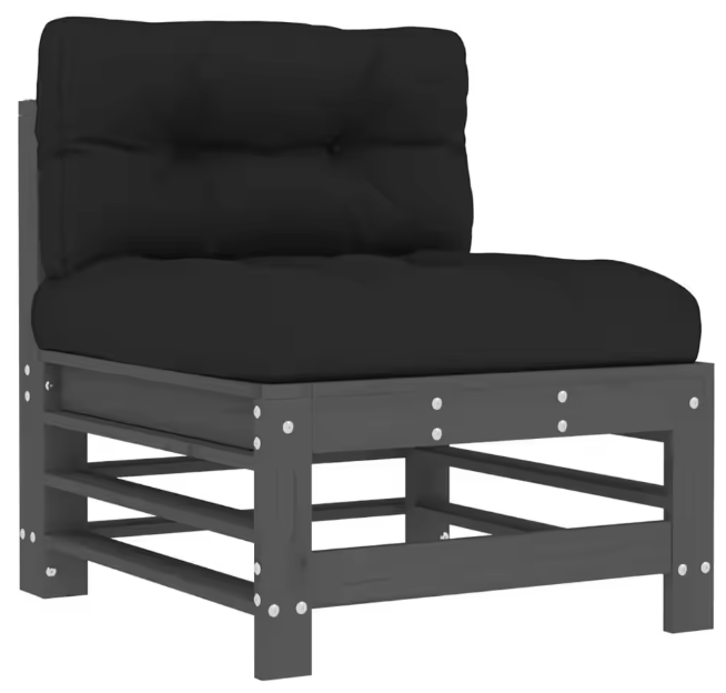 8-delige Houten Loungeset Tuin – Grijs met Kussens & Tafel