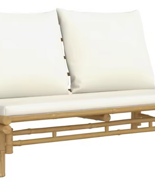 3-delige Bamboe Tuinloungeset – Incl. Crèmekleurige Kussens
