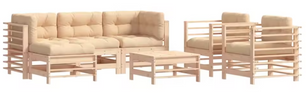 Massief Houten Tuinloungeset – Met Kussens & Natuurlijke Look