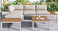 5-persoons Tuinlounge Set – Polyrattan Bank & Tafel met Houtlook
