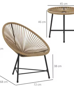 3-delige Balkon Loungeset – Acapulco Stoelen & Glazen Tafel