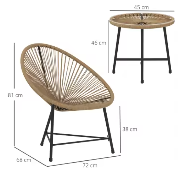 3-delige Balkon Loungeset – Acapulco Stoelen & Glazen Tafel