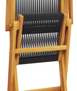 Set van 2 Opvouwbare Tuinstoelen – Zwart Acaciahout & Polypropyleen