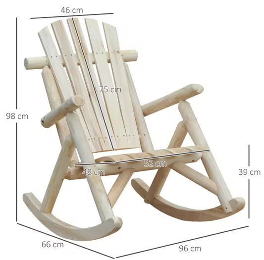 Tuinschommelstoel van Hout – Comfortabele Fauteuil met Hoge Rugleuning, Voor Binnen & Buiten