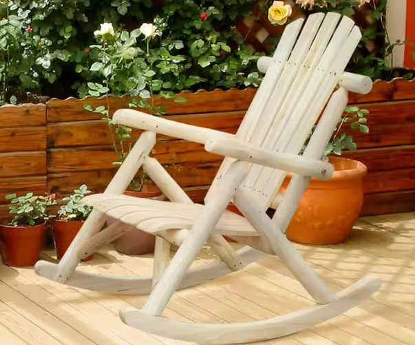 Tuinschommelstoel van Hout – Comfortabele Fauteuil met Hoge Rugleuning, Voor Binnen & Buiten