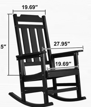 Outdoor Schommelstoel met Hoge Rug – Zwarte HIPS Fauteuil voor Tuin & Veranda