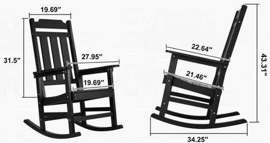 Outdoor Schommelstoel met Hoge Rug – Zwarte HIPS Fauteuil voor Tuin & Veranda