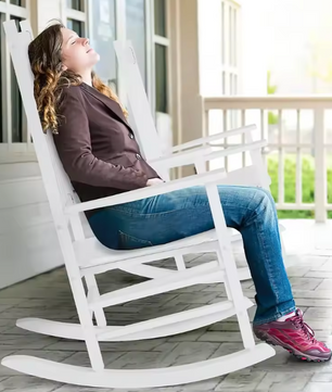 Houten Schommelstoel met Hoge Rug – Voor Binnen & Buiten, Extra Groot en Comfortabel