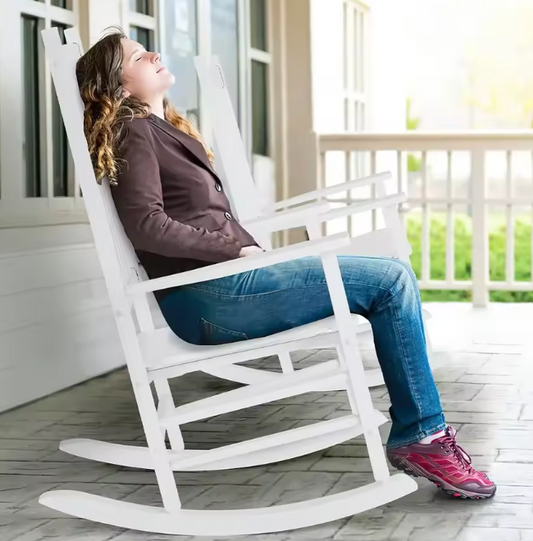 Houten Schommelstoel met Hoge Rug – Voor Binnen & Buiten, Extra Groot en Comfortabel
