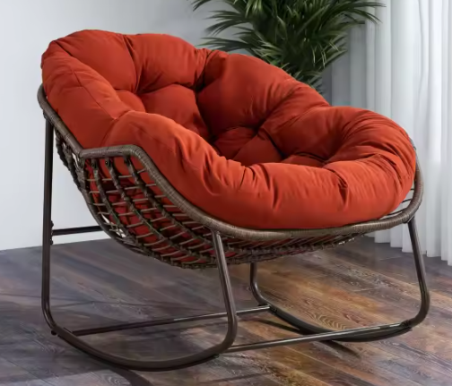 Rotan Schommelstoel met Kussen – Outdoor Fauteuil voor Veranda, Tuin of Woonkamer