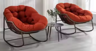 Rotan Schommelstoel met Kussen – Outdoor Fauteuil voor Veranda, Tuin of Woonkamer