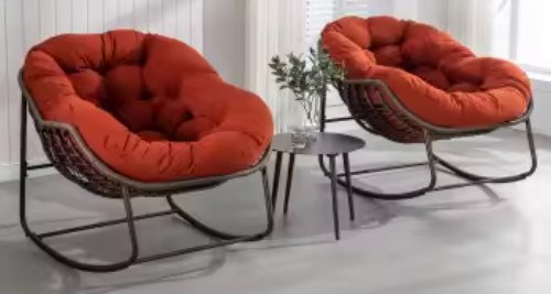 Rotan Schommelstoel met Kussen – Outdoor Fauteuil voor Veranda, Tuin of Woonkamer
