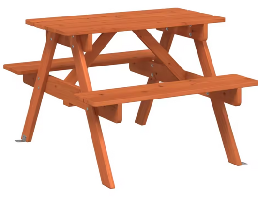Kinder Picknicktafel met 4 Bankjes – 2-in-1 Tafelset van Massief Dennenhout met Parasolgat