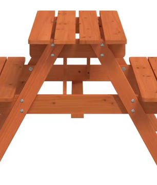 Kinder Picknicktafel met 4 Bankjes – 2-in-1 Tafelset van Massief Dennenhout met Parasolgat