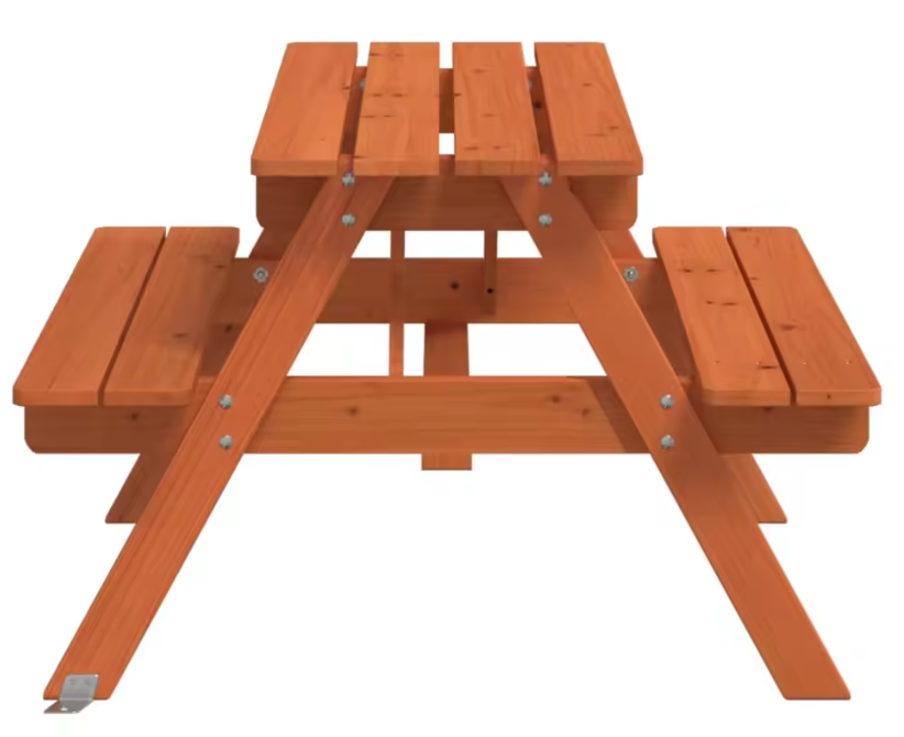 Kinder Picknicktafel met 4 Bankjes – 2-in-1 Tafelset van Massief Dennenhout met Parasolgat