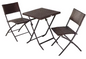 Opvouwbare Balkonset: Tafel + 2 Rotan Stoelen - Ideaal voor Balkon & Camping