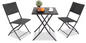 Opvouwbare Balkonset: Tafel + 2 Rotan Stoelen - Ideaal voor Balkon & Camping