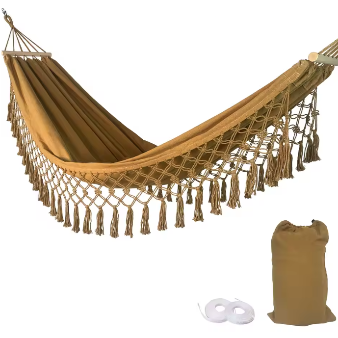 Canvas Outdoor Schommelhangmat – 200×100 cm, Anti-Rollover & Opvouwbaar voor Tuin of Camping
