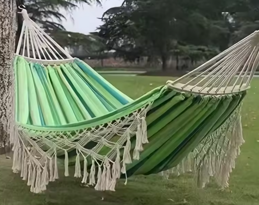 Canvas Hangstoel met Kwastjes – 200×150 cm, Opvouwbaar & Ophangbaar voor Binnen en Buiten