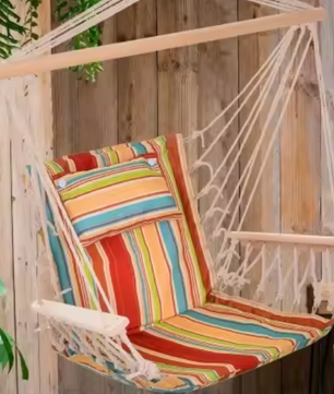 Hangstoel met Kussen – Comfortabele Opvouwbare Stoel voor Tuin of Binnengebruik